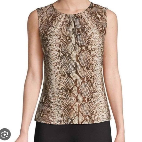 Calvin Klein Tops - CALVIN KLEIN SNAKE PRINT PLEATED TANK BLOUSE medium